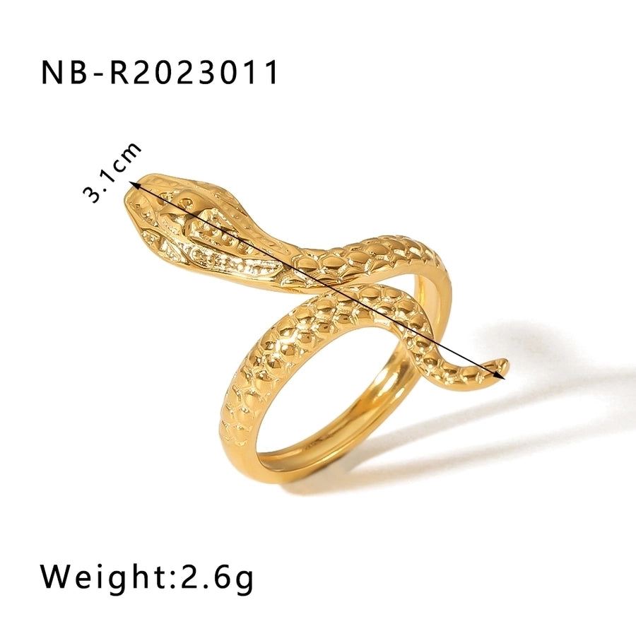 Stainless Steel 18K Gold Plated Hip-Hop Exaggerated Cool Style Plating Snake Open Rings