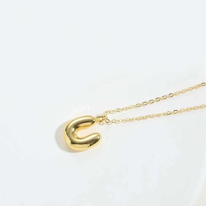 Copper 14K Gold Plated Simple Style letter Pendant Necklace