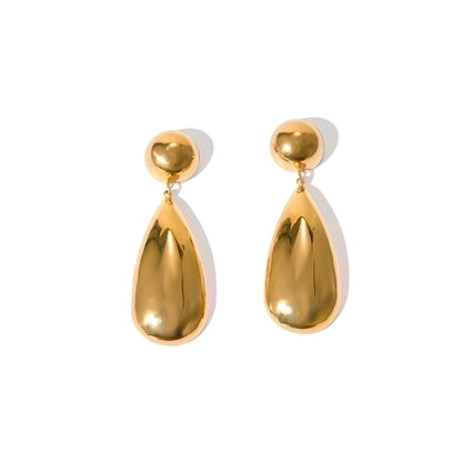 1 Pair IG Style Water Droplets Stainless Steel 18K Gold Plated Drop Earrings