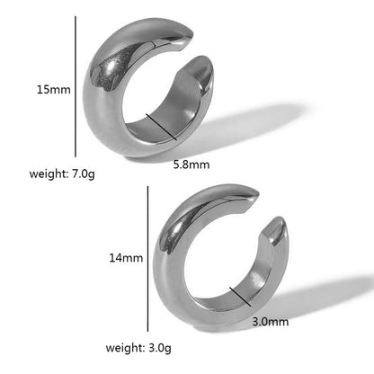 1 Pair Vintage Style Round Polishing Plating 304 Stainless Steel Ear Cuffs