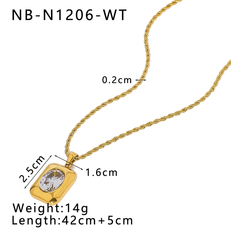 Jewelry Vintage Style Simple Style Classic Style Geometric 304 Stainless Steel Zircon 18K Gold Plated Inlay Pendant Necklace