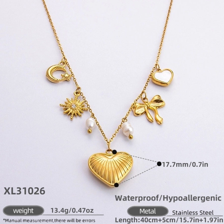 Jewelry Modern Style Classic Style Star Heart Shape 304 Stainless Steel Plating Pendant Necklace