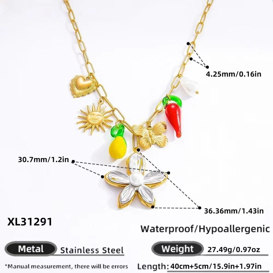 Jewelry Modern Style Classic Style Star Heart Shape 304 Stainless Steel Plating Pendant Necklace