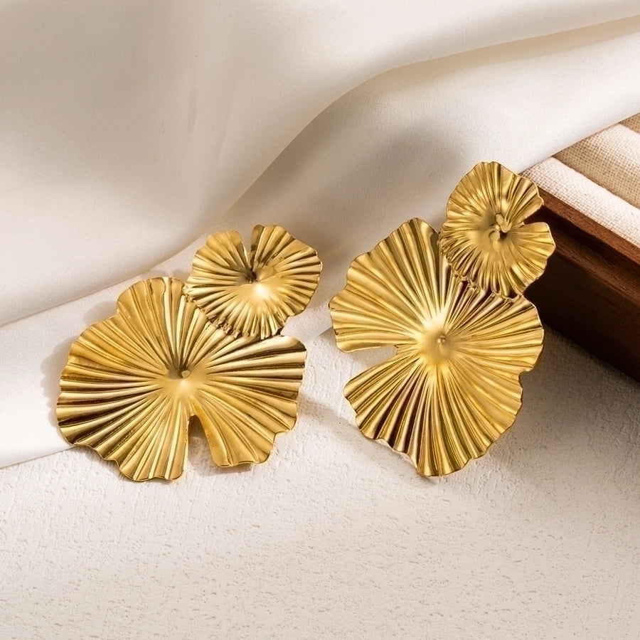 1 Pair IG Style Leaves Flower Ginkgo Leaf Plating 304 Stainless Steel 18K Gold Plated Stainless Steel Earrings