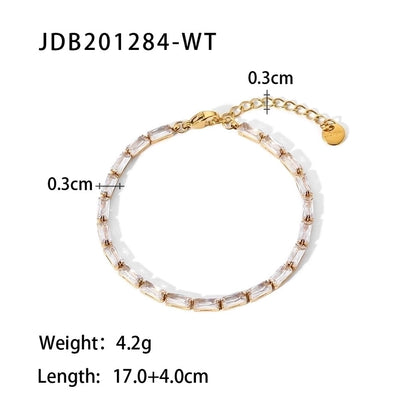 Fashion Geometric Stainless Steel Zircon Bracelets In Bulk