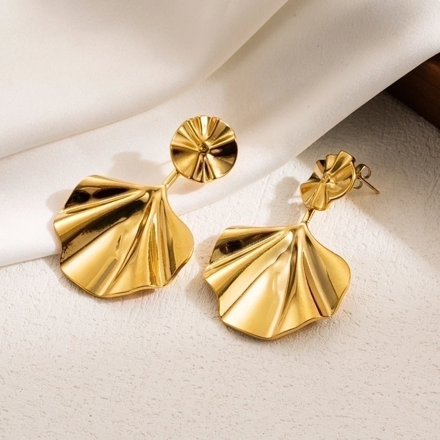 1 Pair IG Style Leaves Flower Ginkgo Leaf Plating 304 Stainless Steel 18K Gold Plated Stainless Steel Earrings