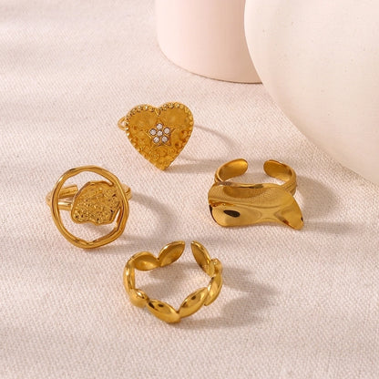 Jewelry Vintage Style Classic Style Geometric 304 Stainless Steel 18K Gold Plated Open Rings