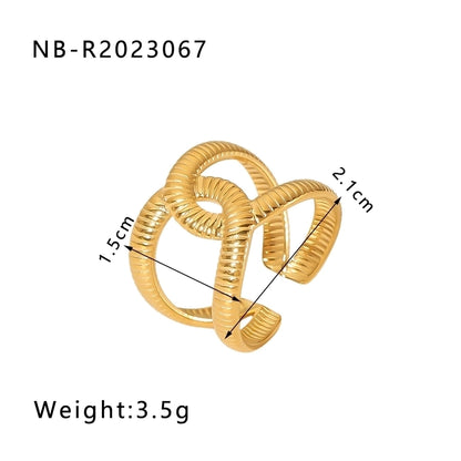 Stainless Steel 18K Gold Plated IG Style Basic Simple Style Plating Tree Symbol Lingge Open Rings