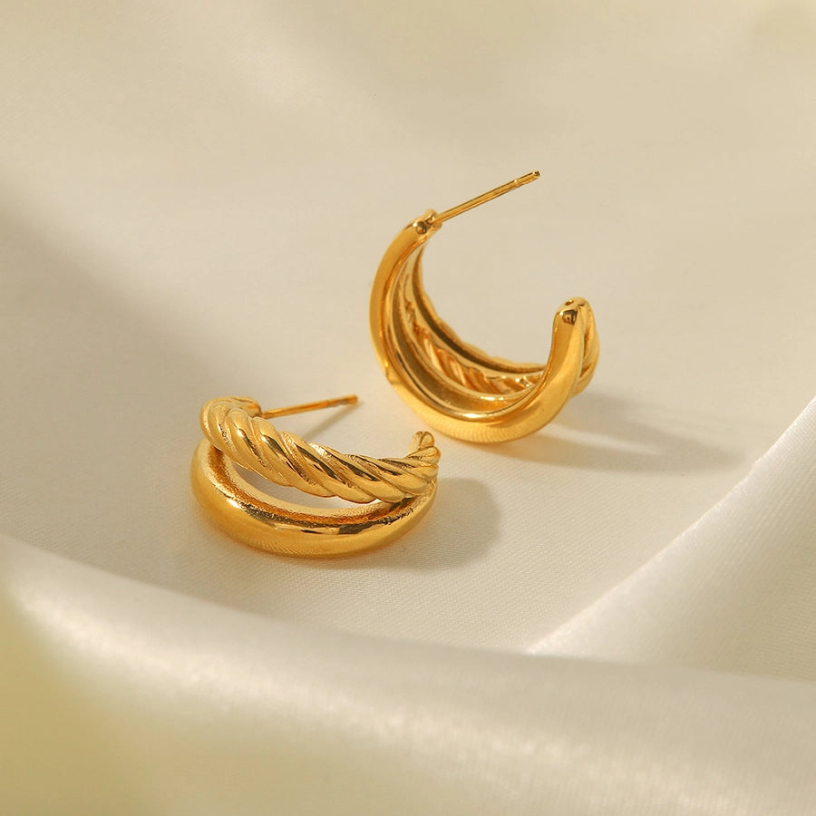 1 Pair Fashion Geometric Gold Plated 316 Stainless Steel  Ear Studs