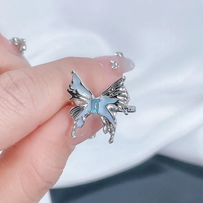 Copper Inlay Animal Butterfly Zircon Open Rings