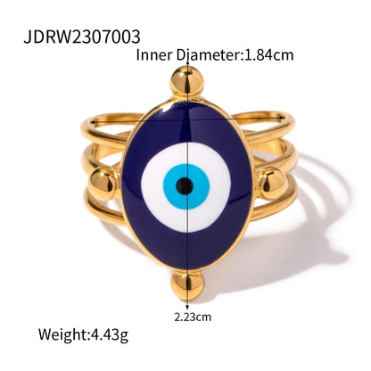 Jewelry French Style Geometric Eye 304 Stainless Steel Natural Stone Plating Open Rings Rings