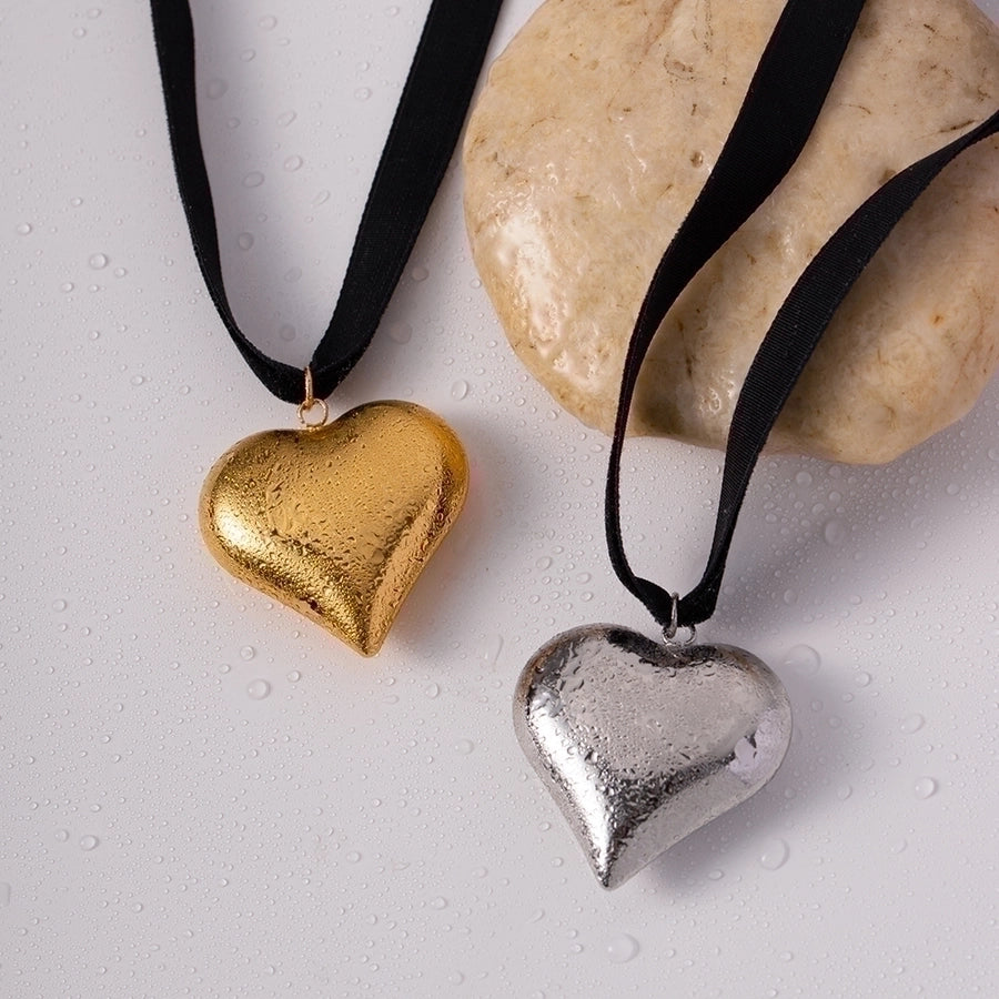 Jewelry Classic Style Heart Shape Stainless Steel Cloth 18K Gold Plated Plating Pendant Necklace