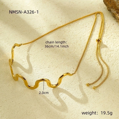 Retro Simple Style Waves 304 Stainless Steel 18K Gold Plated Necklace In Bulk