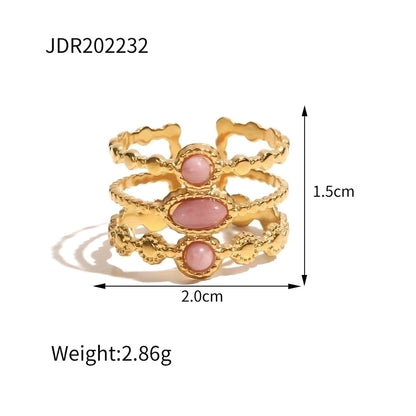 Jewelry Fashion Geometric 304 Stainless Steel Artificial Gemstones Irregular Rings