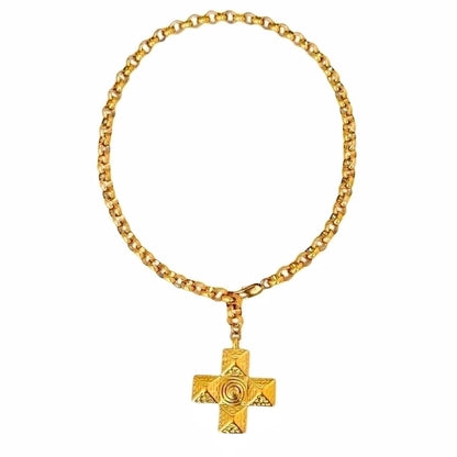 titanium steel 18k gold plated retro cross plating pendant necklace