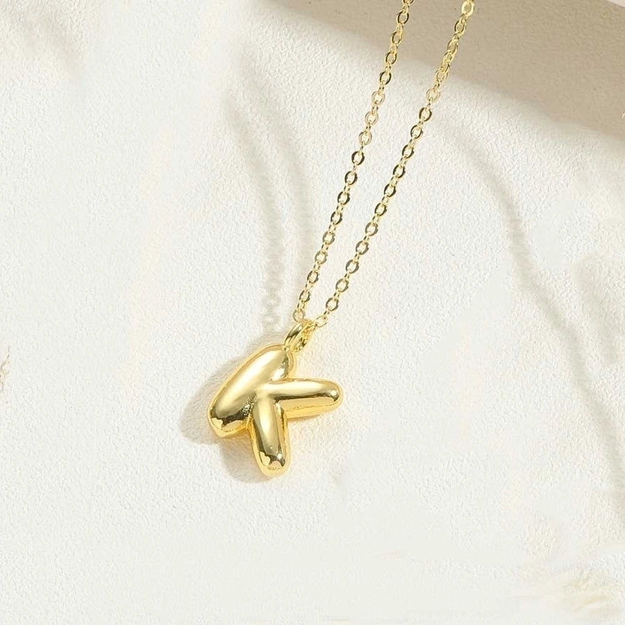 Copper 14K Gold Plated Simple Style letter Pendant Necklace