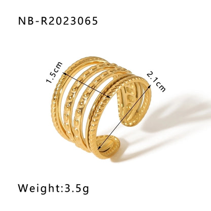 Stainless Steel 18K Gold Plated IG Style Basic Simple Style Plating Tree Symbol Lingge Open Rings