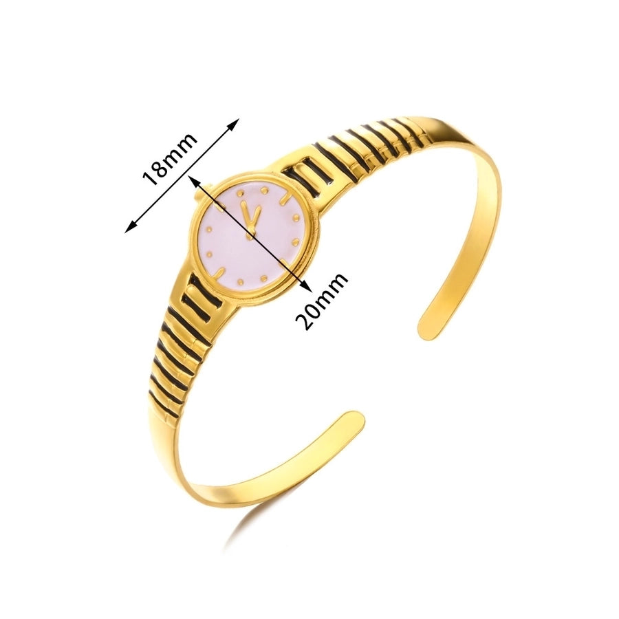 Elegant Novelty Watch 304 Stainless Steel 18K Gold Plated Bangle In Bulk