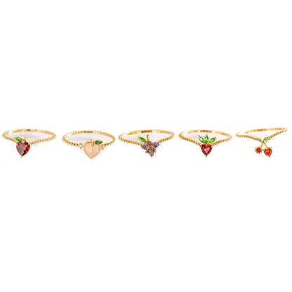 Copper Plating Fruit Artificial Gemstones Copper Rings