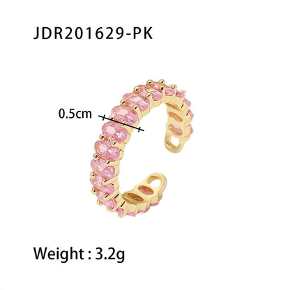 Jewelry Fashion Geometric 304 Stainless Steel Zircon Plating Rings