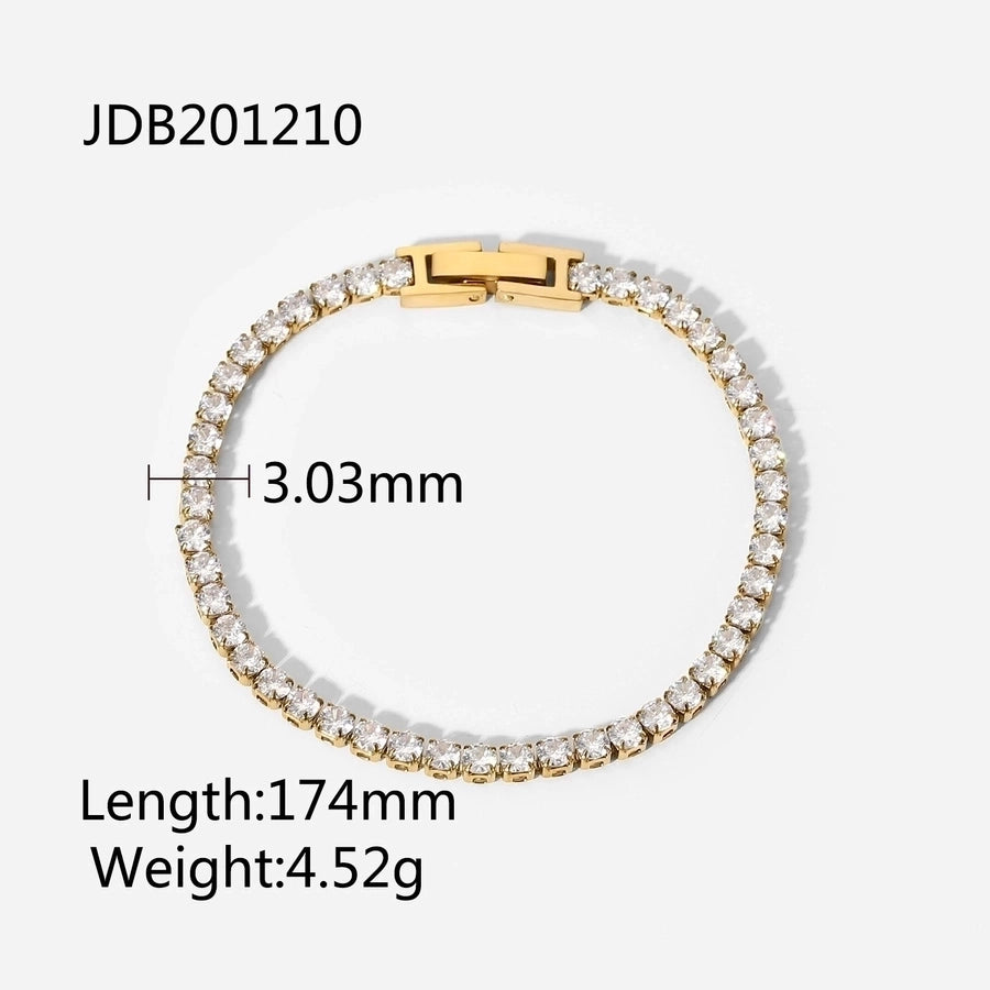 Fashion Geometric Stainless Steel Zircon Bracelets In Bulk