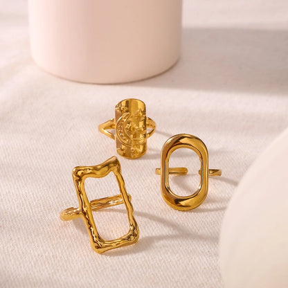 Jewelry Vintage Style Modern Style Simple Style Geometric 304 Stainless Steel 18K Gold Plated Open Rings