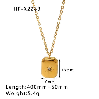 304 Stainless Steel 18K Gold Plated Simple Style Plating Water Droplets Heart Shape Rhinestones Necklace