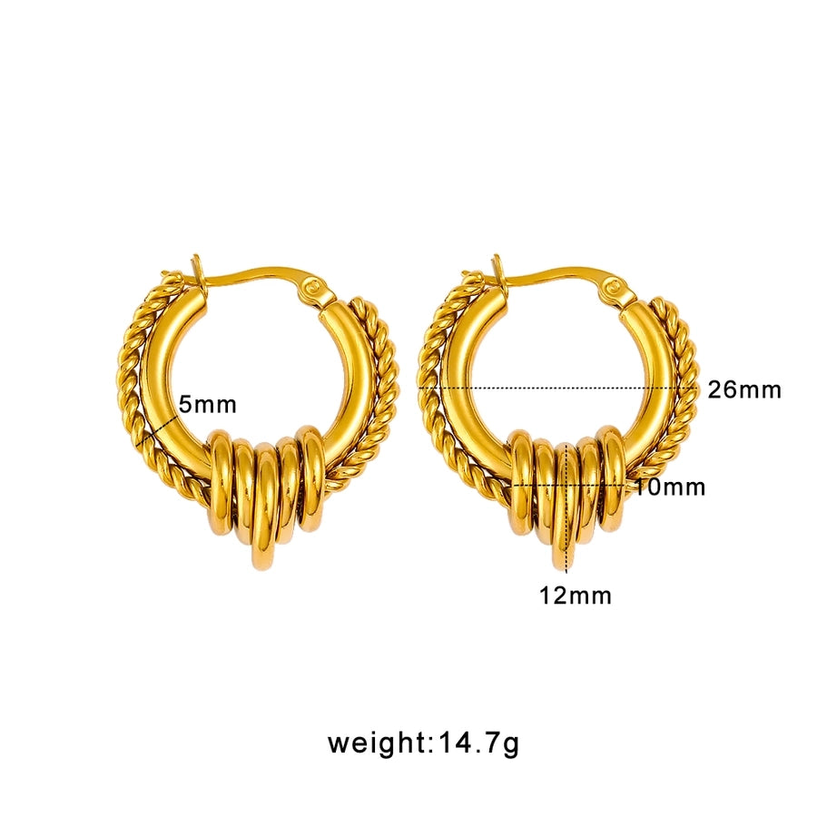 1 Pair French Style Geometric 304 Stainless Steel 18K Gold Plated Earrings