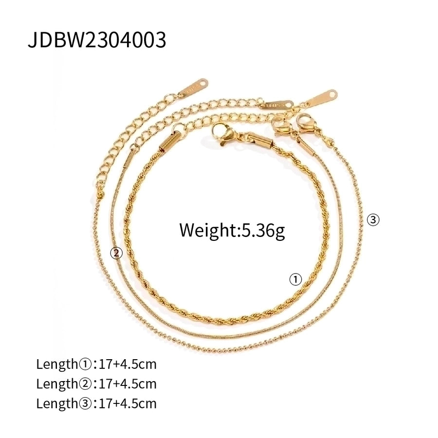 304 Stainless Steel 18K Gold Plated Simple Style Classic Style Plating Solid Color Bracelets