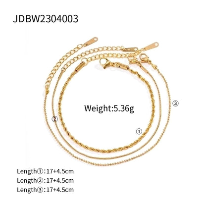 304 Stainless Steel 18K Gold Plated Simple Style Classic Style Plating Solid Color Bracelets