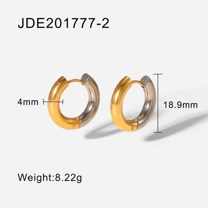 simple 18k gold-plated stainless steel jewelry gold and silver hoop earrings jewelry