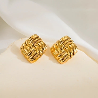 1 Pair Simple Style Classic Style Argyle 304 Stainless Steel 14K Gold Plated Stainless Steel Earrings