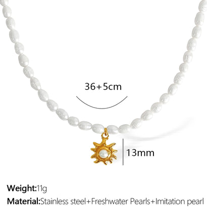 304 Stainless Steel Ion Plating (IP) Beaded Polishing Sun Flower Pendant Necklace