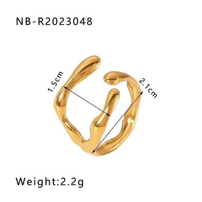 Stainless Steel 18K Gold Plated IG Style Basic Simple Style Plating Four Leaf Clover Heart Shape Flower Open Rings