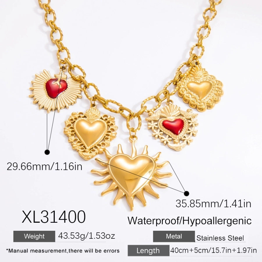 Jewelry IG Style Heart Shape Titanium Steel 18K Gold Plated Plating Pendant Necklace