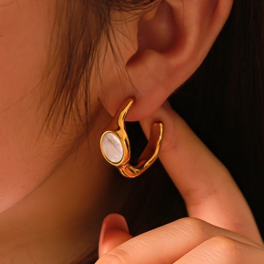 1 Pair Sweet Simple Style Solid Color 304 Stainless Steel Acrylic Shell 18K Gold Plated Ear Studs