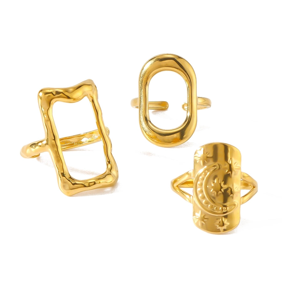 Jewelry Vintage Style Modern Style Simple Style Geometric 304 Stainless Steel 18K Gold Plated Open Rings