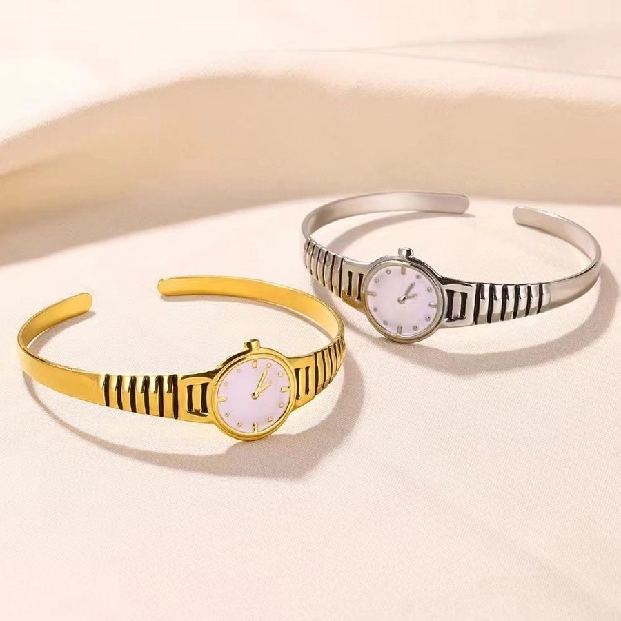 Elegant Novelty Watch 304 Stainless Steel 18K Gold Plated Bangle In Bulk