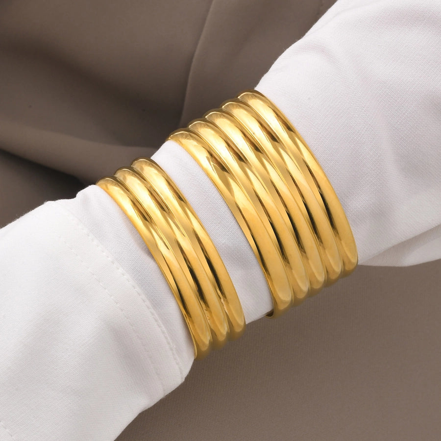 Retro Classic Style C Shape 304 Stainless Steel 18K Gold Plated Cuff Bracelets Wide Bracelet In Bulk