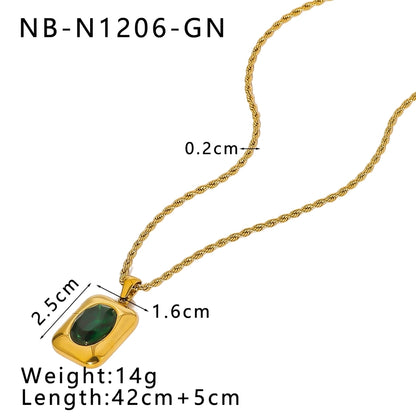 Jewelry Vintage Style Simple Style Classic Style Geometric 304 Stainless Steel Zircon 18K Gold Plated Inlay Pendant Necklace