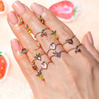 Copper Plating Fruit Artificial Gemstones Copper Rings