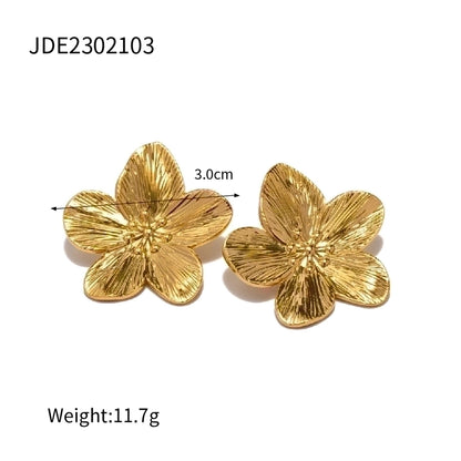 Jewelry INS Style Flower Butterfly 304 Stainless Steel Turquoise 18K Gold Plated Plating Inlay Rings Earrings