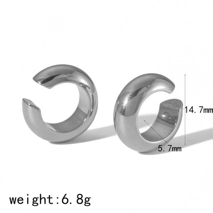 1 Pair Vintage Style Round Polishing Plating 304 Stainless Steel Ear Cuffs