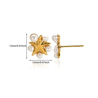 1 Pair Simple Style Starfish 304 Stainless Steel Ear Studs