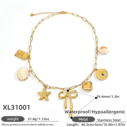 Jewelry Modern Style Classic Style Star Heart Shape 304 Stainless Steel Plating Pendant Necklace