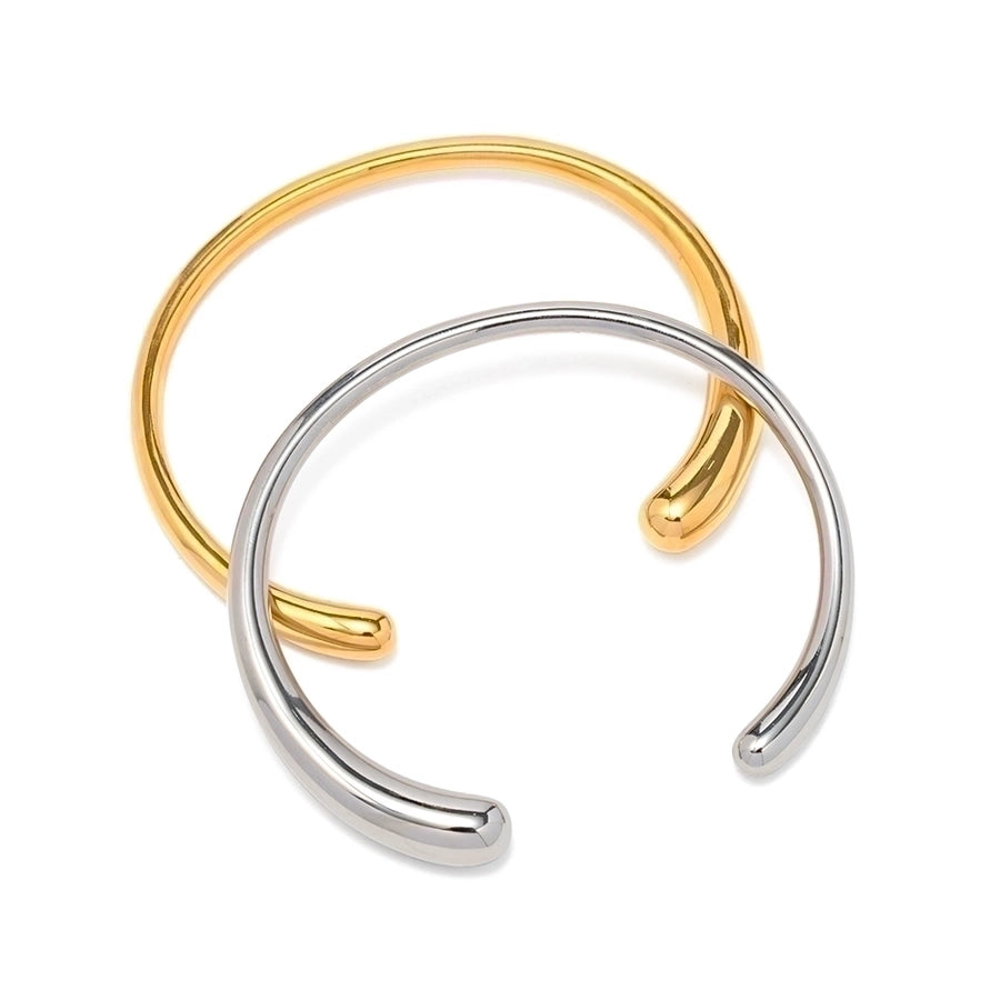 Simple Style Solid Color Stainless Steel Cuff Bracelets In Bulk