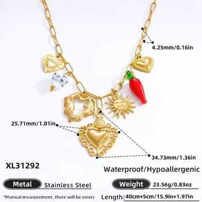 Jewelry Modern Style Classic Style Star Heart Shape 304 Stainless Steel Plating Pendant Necklace