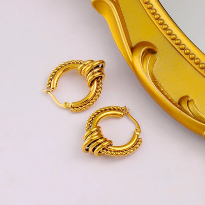 1 Pair French Style Geometric 304 Stainless Steel 18K Gold Plated Earrings