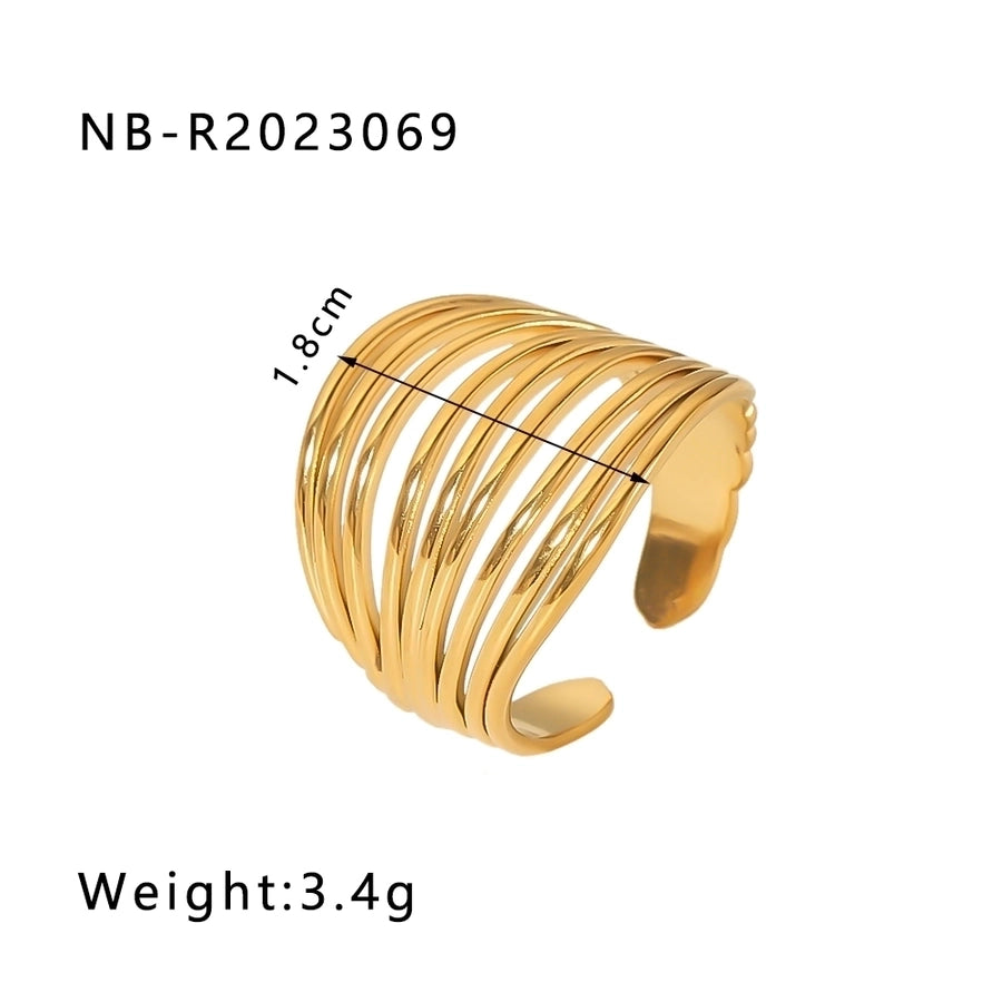 Stainless Steel 18K Gold Plated IG Style Basic Simple Style Plating Tree Symbol Lingge Open Rings