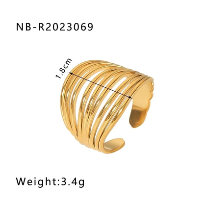 Stainless Steel 18K Gold Plated IG Style Basic Simple Style Plating Tree Symbol Lingge Open Rings